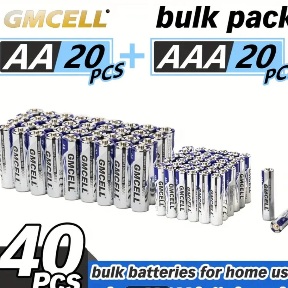 K702 BULK High Grade 40 Pack Batteries (20 AA) & 20 (AAA)